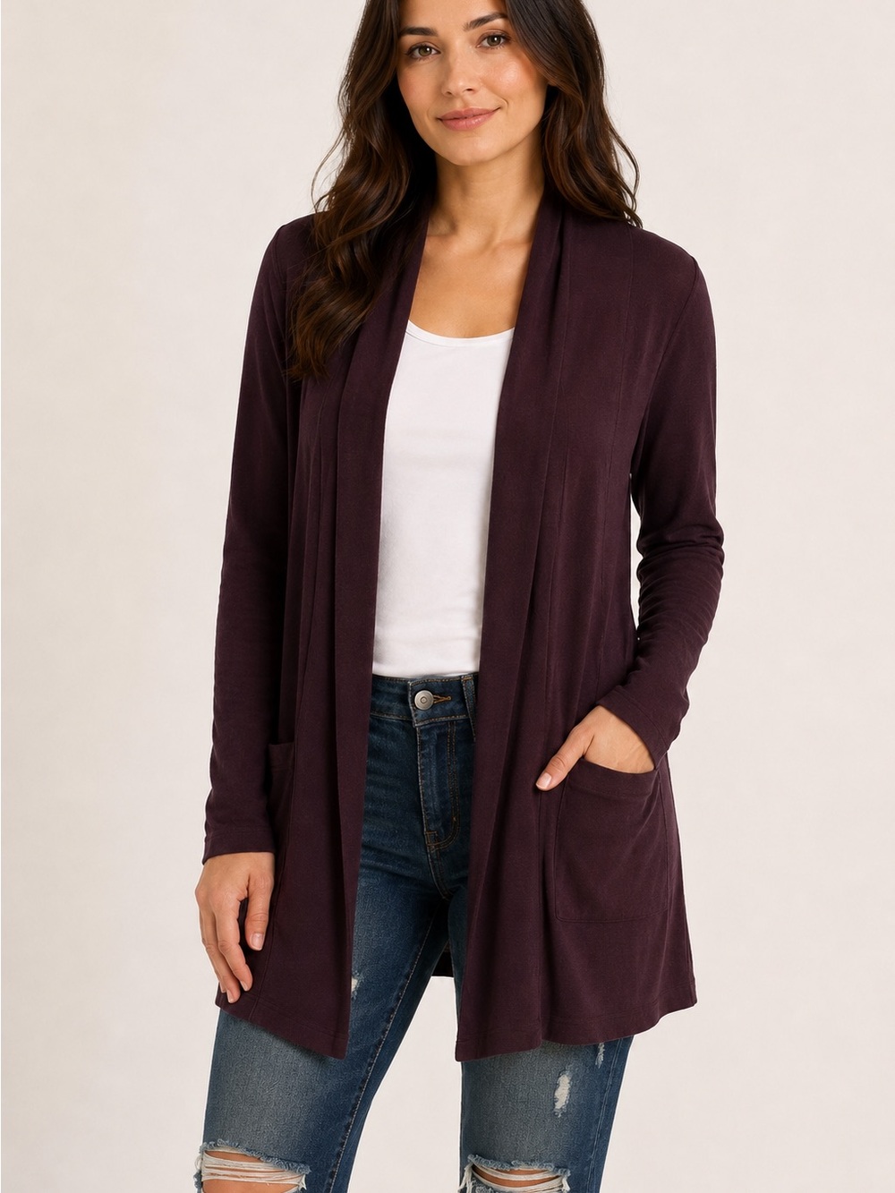 Athleta Women’s Open-Front Cardigan Sweater - Deep Purple